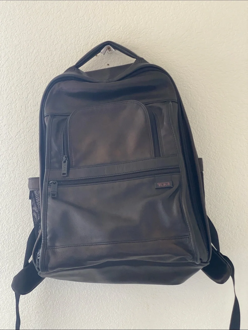 TUMI Black Men's Leather Backpack